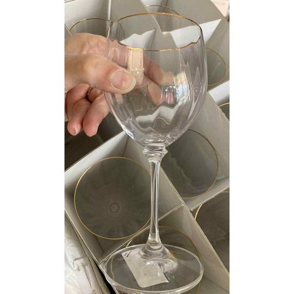 Mikasa Stephanie Gold Crystal Wine Glass Set Of Optic Gold Trim